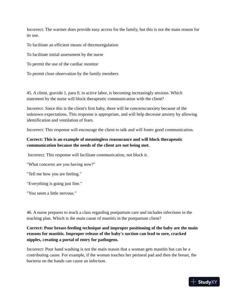 ATI Maternal Newborn Practice Exam with Answers (210 Solved Questions), page 26