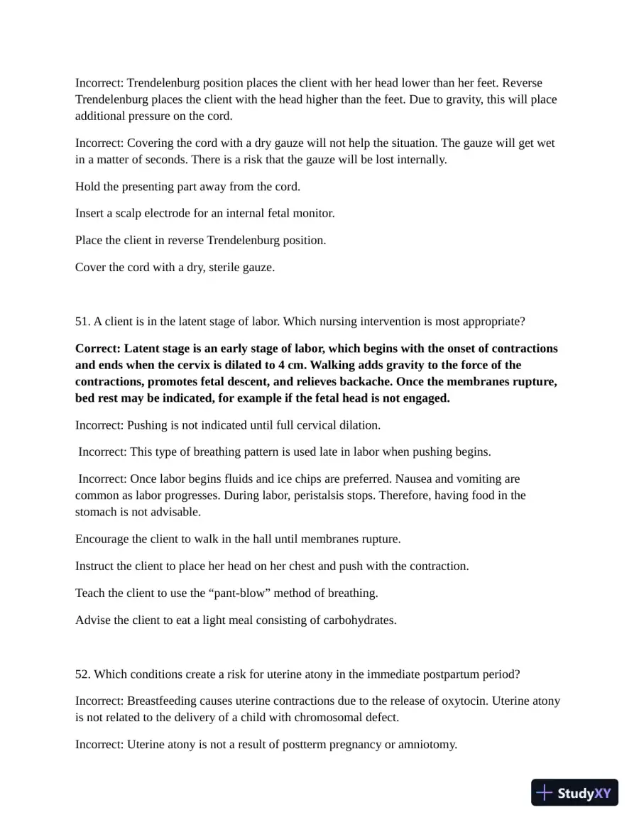 ATI Maternal Newborn Practice Exam with Answers (210 Solved Questions), page 29