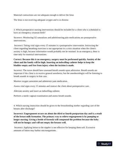 ATI Maternal Newborn Practice Exam with Answers (210 Solved Questions) - Page 3 preview image