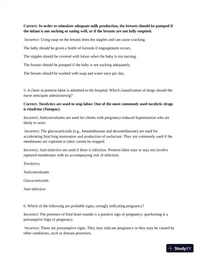 ATI Maternal Newborn Practice Exam with Answers (210 Solved Questions) - Page 4 preview image