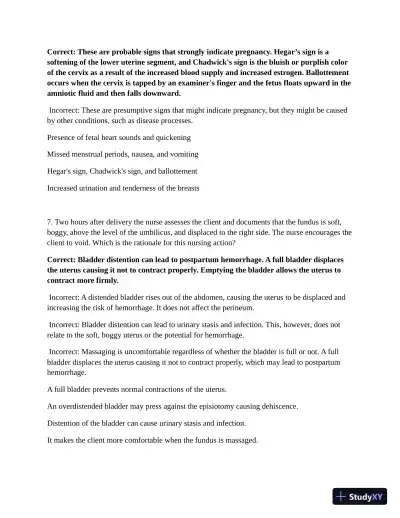 ATI Maternal Newborn Practice Exam with Answers (210 Solved Questions) - Page 5 preview image