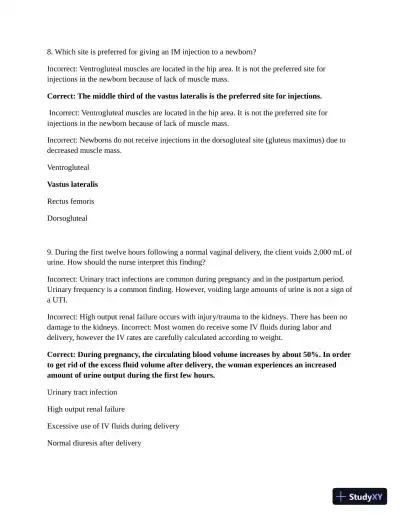 ATI Maternal Newborn Practice Exam with Answers (210 Solved Questions) - Page 6 preview image