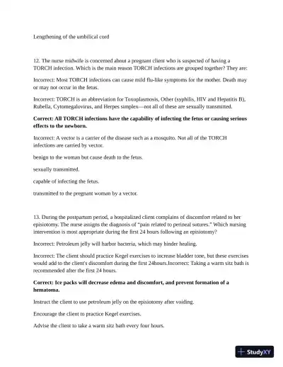 ATI Maternal Newborn Practice Exam with Answers (210 Solved Questions) - Page 8 preview image