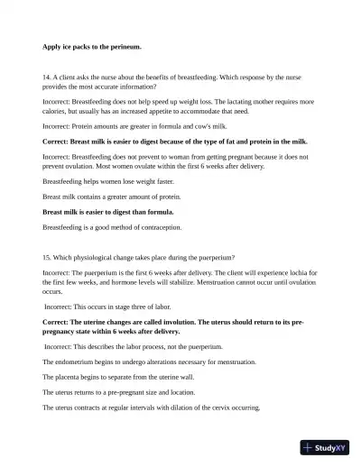 ATI Maternal Newborn Practice Exam with Answers (210 Solved Questions) - Page 9 preview image