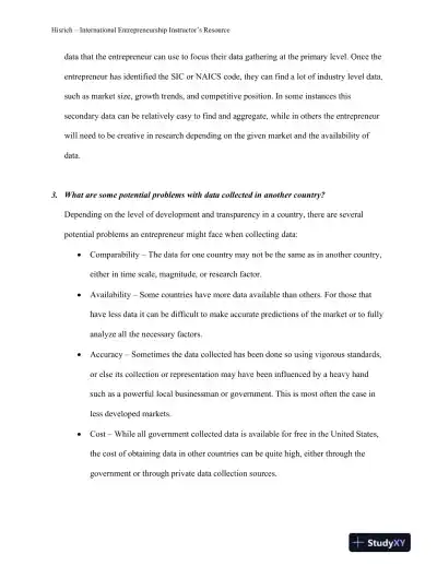 International Entrepreneurship: Starting, Developing, And Managing A Global Venture , 2nd Edition Solution Manual - Page 16 preview image