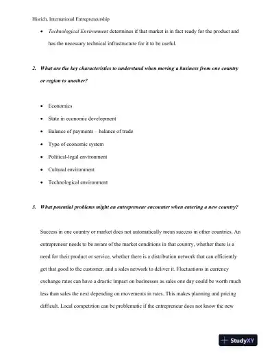 International Entrepreneurship: Starting, Developing, And Managing A Global Venture , 2nd Edition Solution Manual - Page 3 preview image