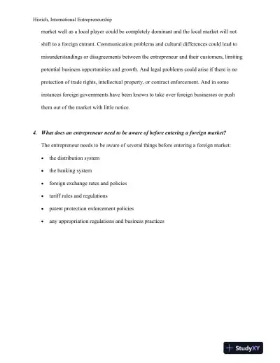 International Entrepreneurship: Starting, Developing, And Managing A Global Venture , 2nd Edition Solution Manual - Page 4 preview image