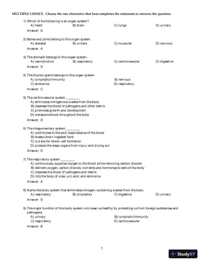 Test Bank For Human Anatomy and Physiology Laboratory Manual, Cat version, 13th Edition - Page 5 preview image