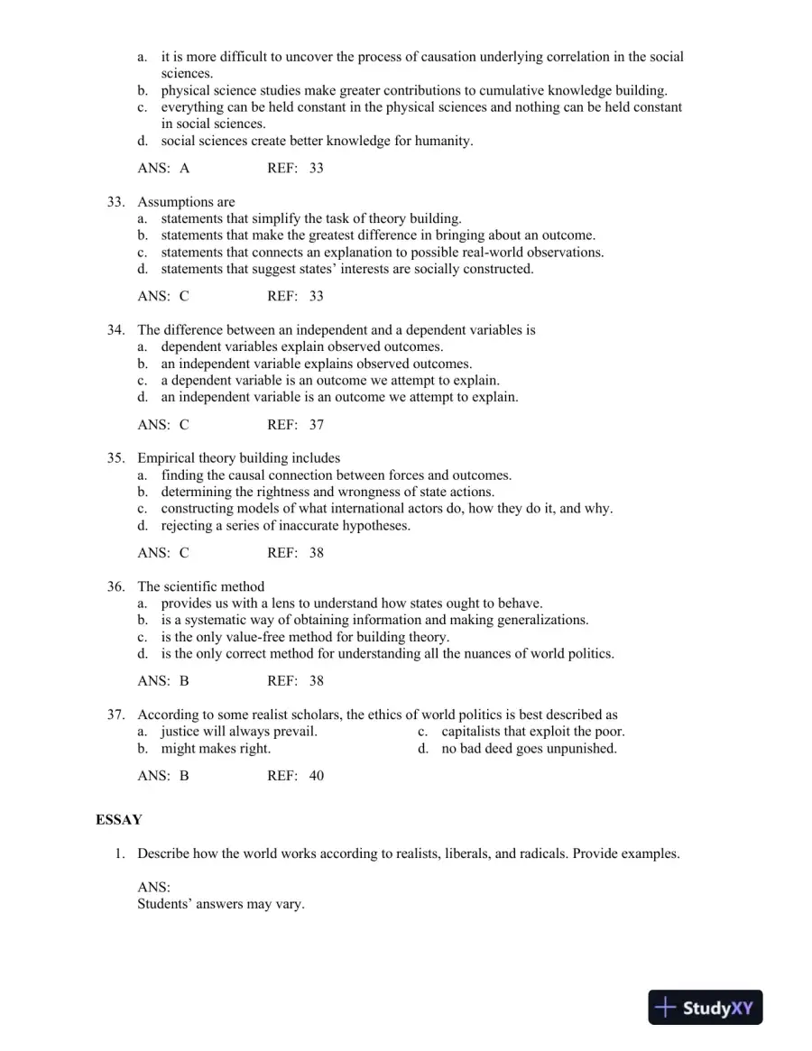 World Politics: The Menu for Choice 10th Edition Test Bank, page 11