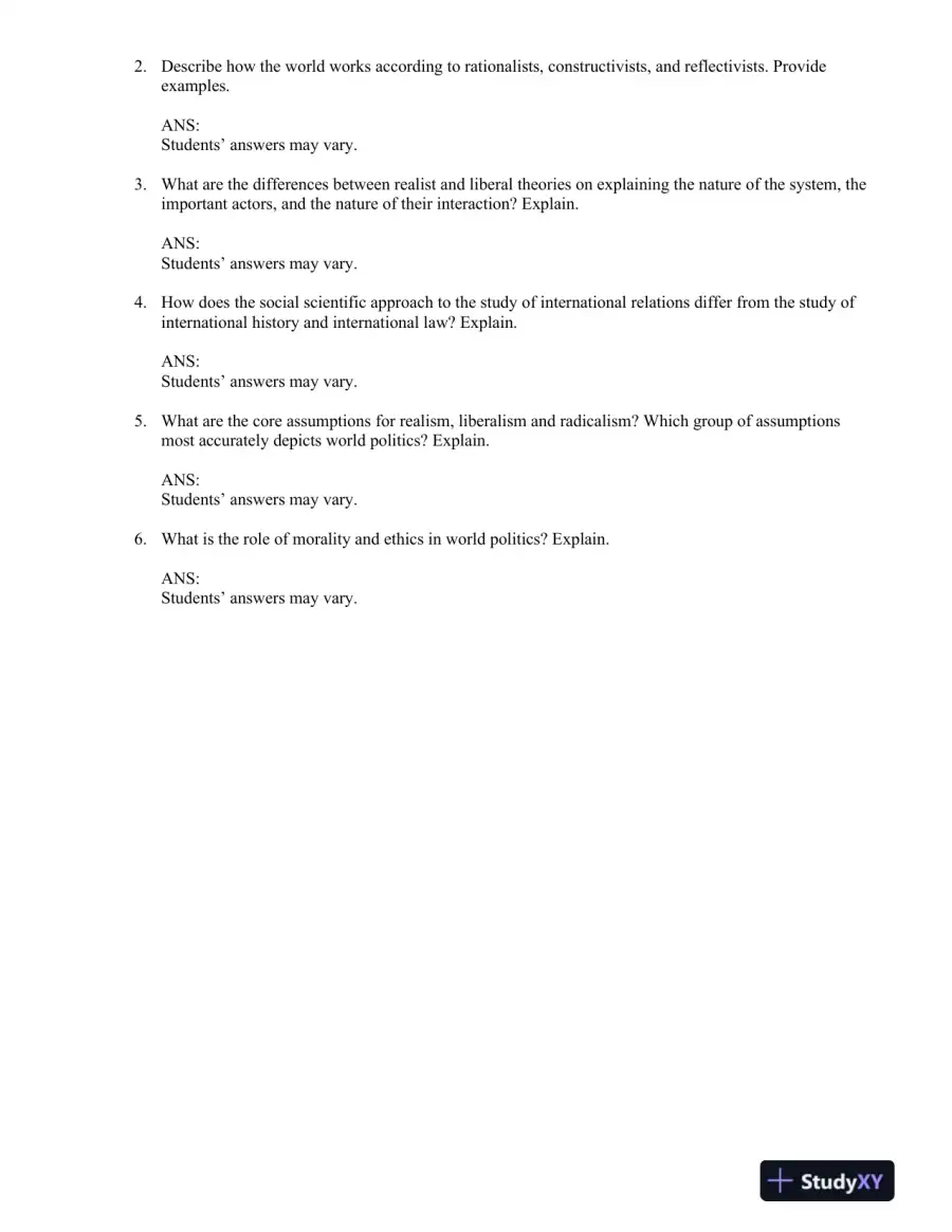 World Politics: The Menu for Choice 10th Edition Test Bank, page 12
