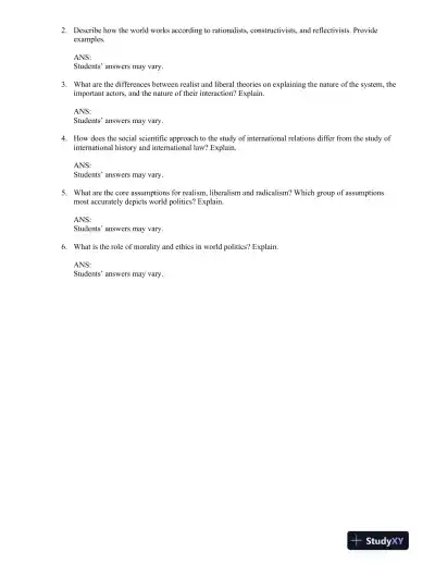 World Politics: The Menu for Choice 10th Edition Test Bank - Page 12 preview image