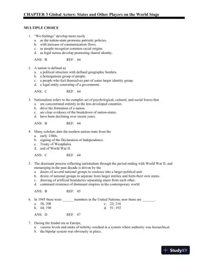 World Politics: The Menu for Choice 10th Edition Test Bank - Page 13 preview image