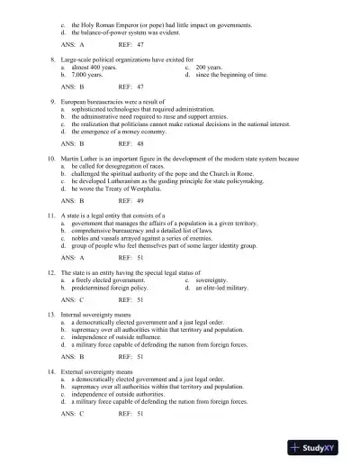 World Politics: The Menu for Choice 10th Edition Test Bank - Page 14 preview image
