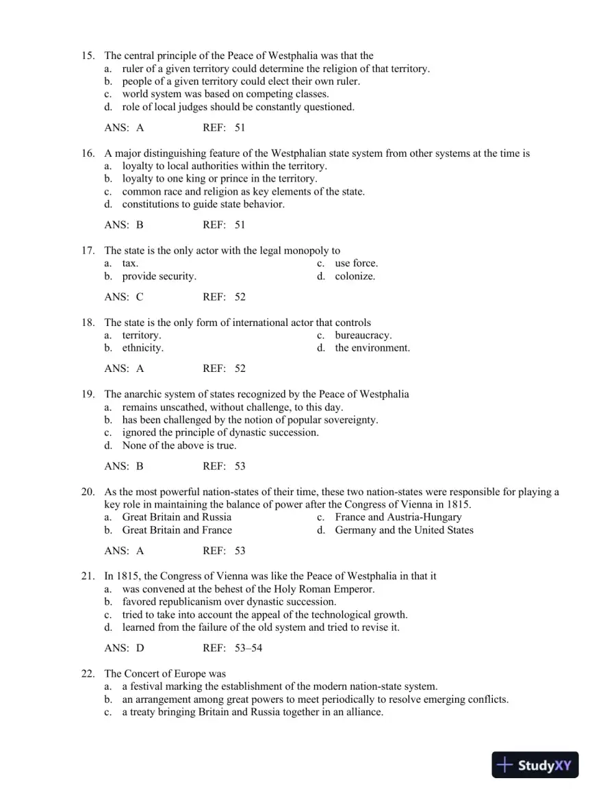 World Politics: The Menu for Choice 10th Edition Test Bank, page 15