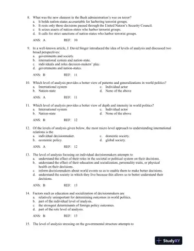 World Politics: The Menu for Choice 10th Edition Test Bank - Page 3 preview image