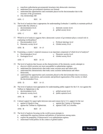 World Politics: The Menu for Choice 10th Edition Test Bank - Page 4 preview image