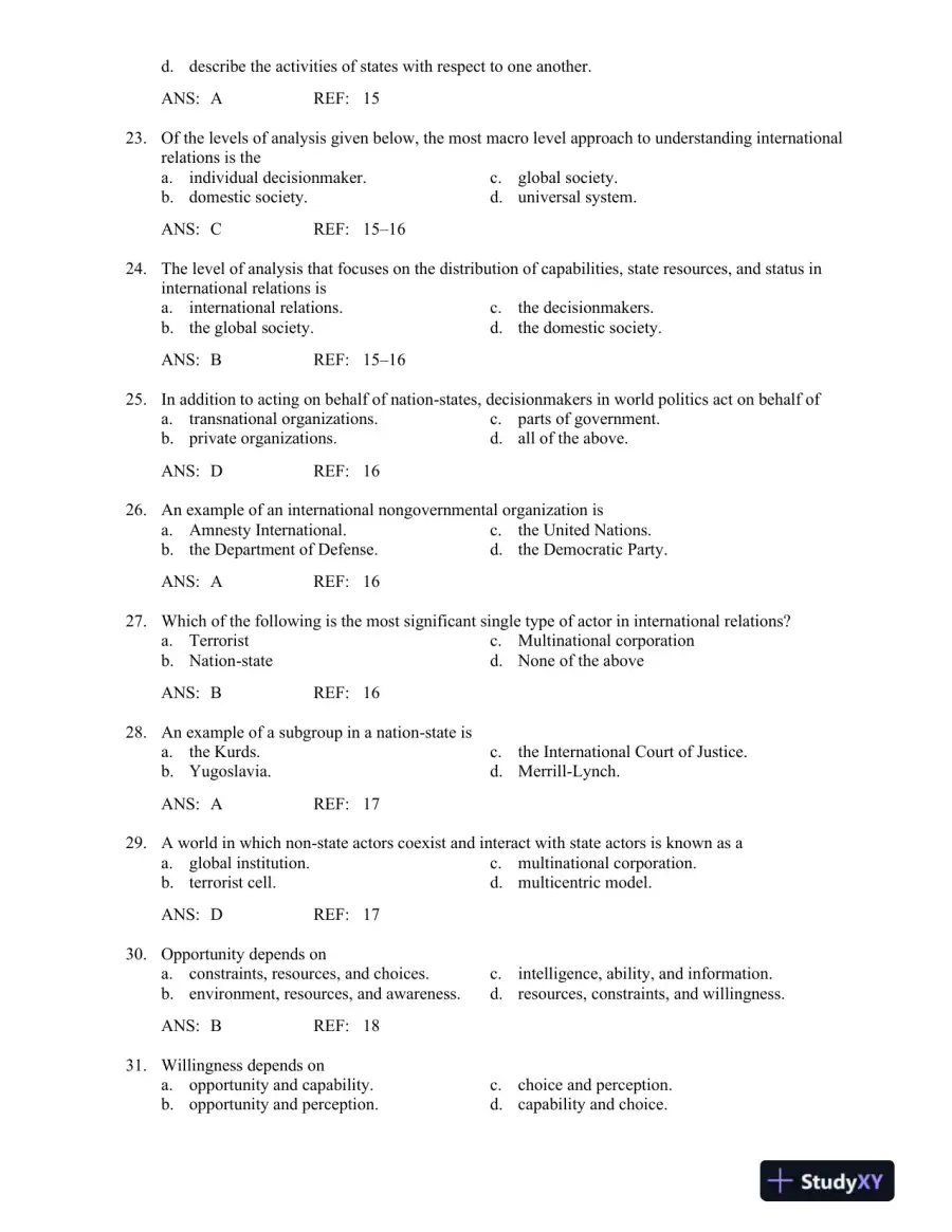World Politics: The Menu for Choice 10th Edition Test Bank, page 5