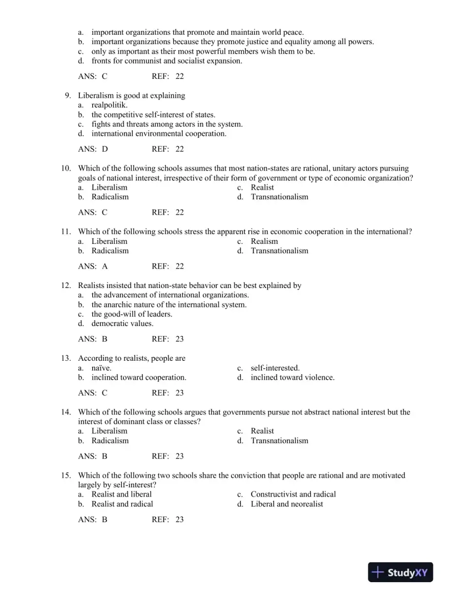 World Politics: The Menu for Choice 10th Edition Test Bank, page 8