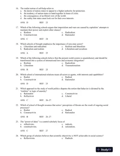 World Politics: The Menu for Choice 10th Edition Test Bank - Page 9 preview image