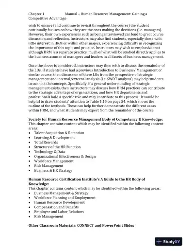 Human Resource Management, 10th Edition Solution Manual - Page 3 preview image