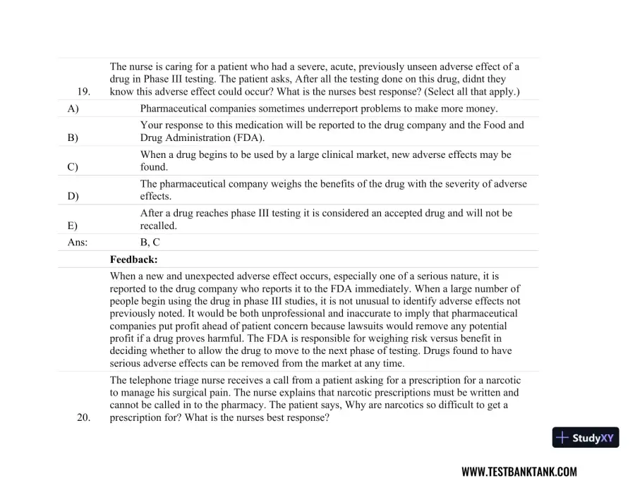 Focus on Nursing Pharmacology Seventh, North American Edition Test Bank, page 13