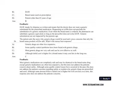 Focus on Nursing Pharmacology Seventh, North American Edition Test Bank - Page 17 preview image