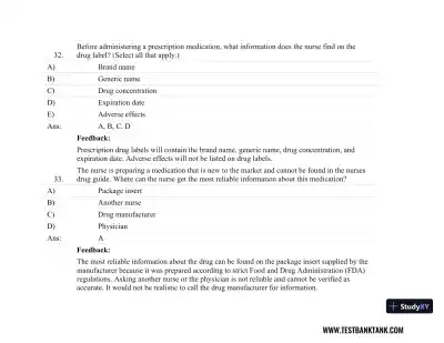 Focus on Nursing Pharmacology Seventh, North American Edition Test Bank - Page 21 preview image
