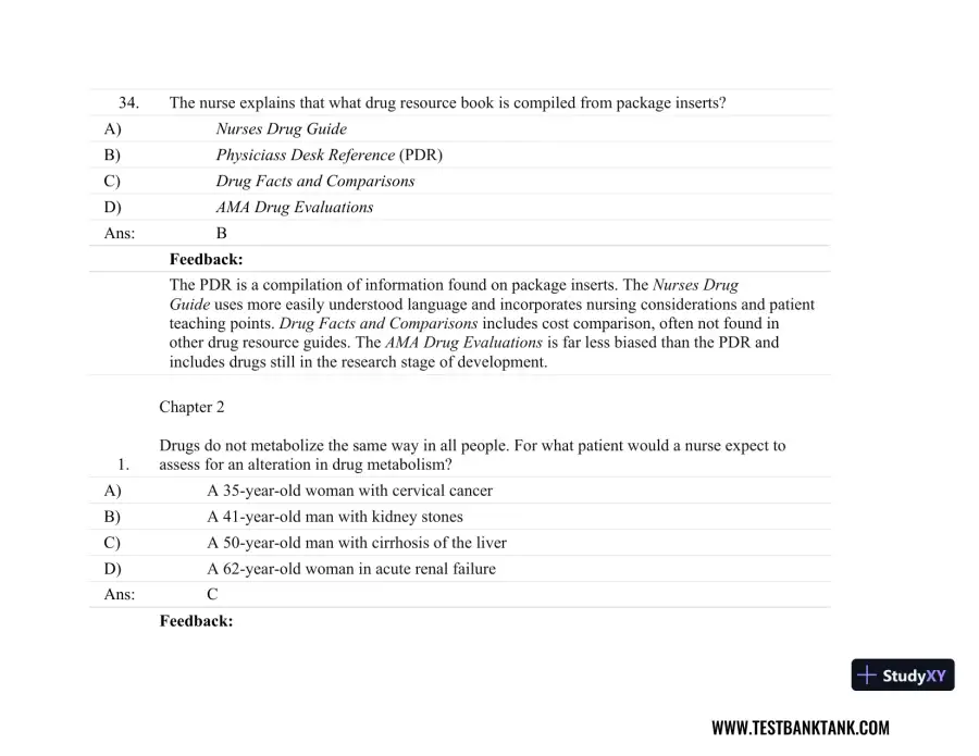 Focus on Nursing Pharmacology Seventh, North American Edition Test Bank, page 22