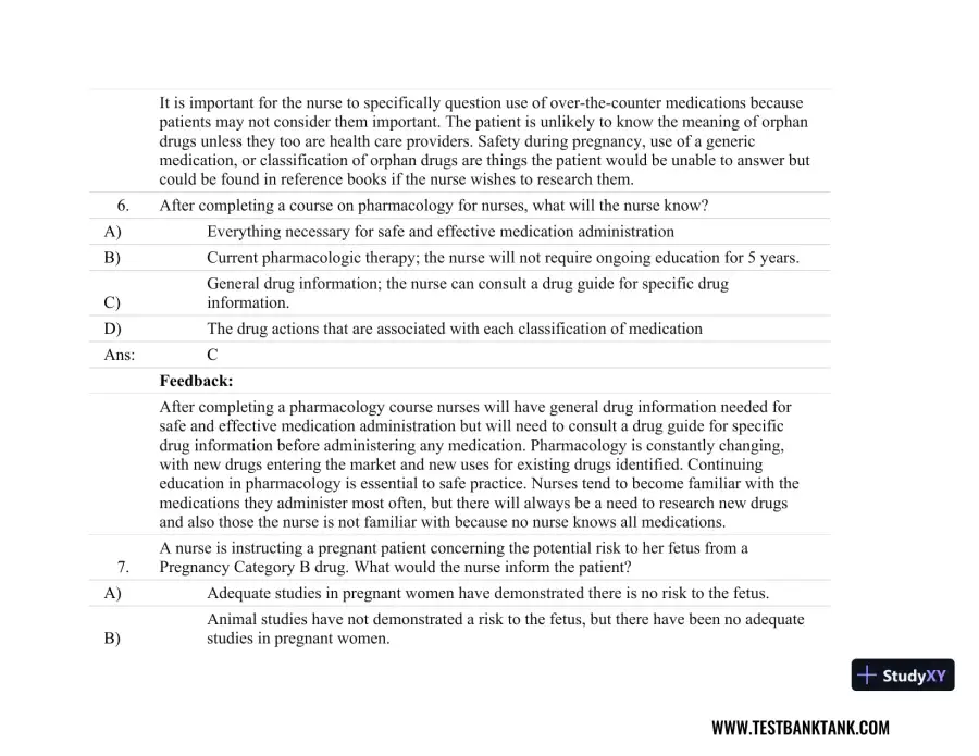 Focus on Nursing Pharmacology Seventh, North American Edition Test Bank, page 5