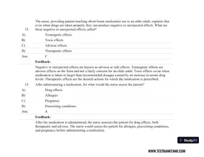 Focus on Nursing Pharmacology Seventh, North American Edition Test Bank - Page 9 preview image