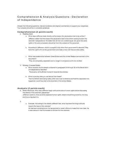 Understanding the Declaration of Independence - Page 1 preview image