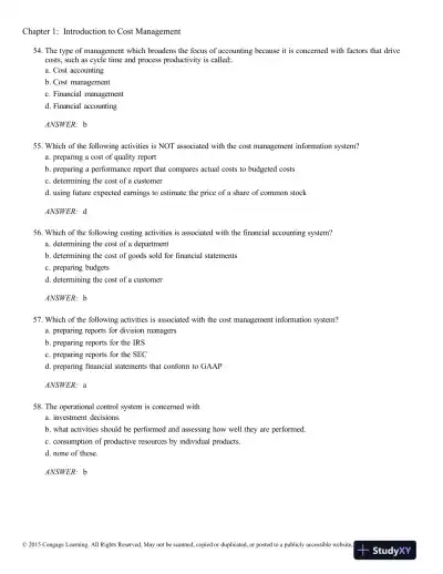 Test Bank For Cornerstones Of Cost Management, 3rd Edition - Page 10 preview image