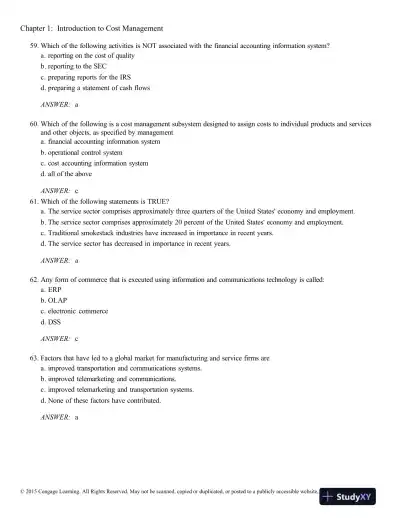 Test Bank For Cornerstones Of Cost Management, 3rd Edition - Page 11 preview image