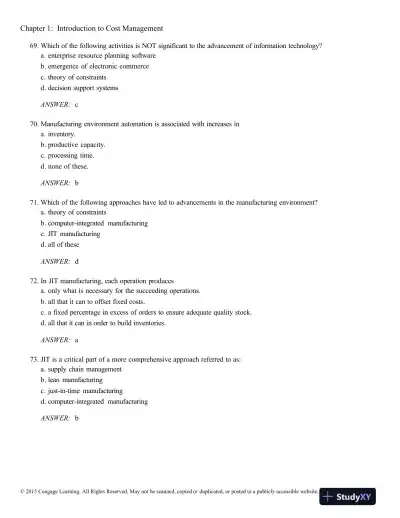 Test Bank For Cornerstones Of Cost Management, 3rd Edition - Page 13 preview image