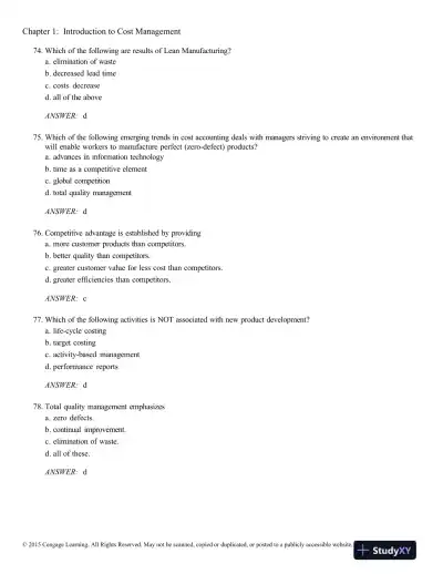 Test Bank For Cornerstones Of Cost Management, 3rd Edition - Page 14 preview image