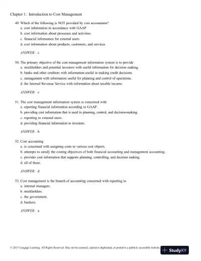 Test Bank For Cornerstones Of Cost Management, 3rd Edition - Page 9 preview image