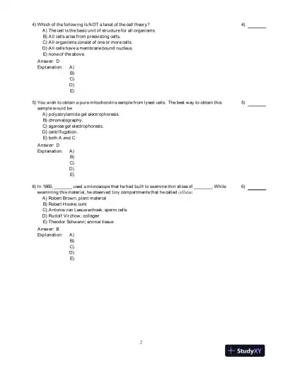 The World Of The Cell, 7th Edition Test Bank - Page 3 preview image