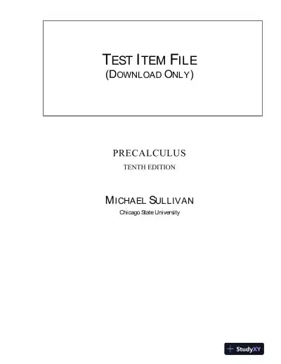 Test Bank for Precalculus , 10th Edition - Page 1 preview image
