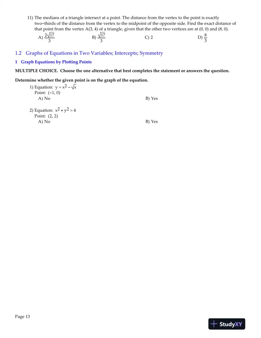 Test Bank for Precalculus , 10th Edition, page 15
