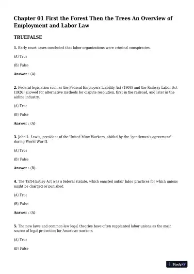 Employment And Labor Law, 9th Edition Test Bank - Page 1 preview image