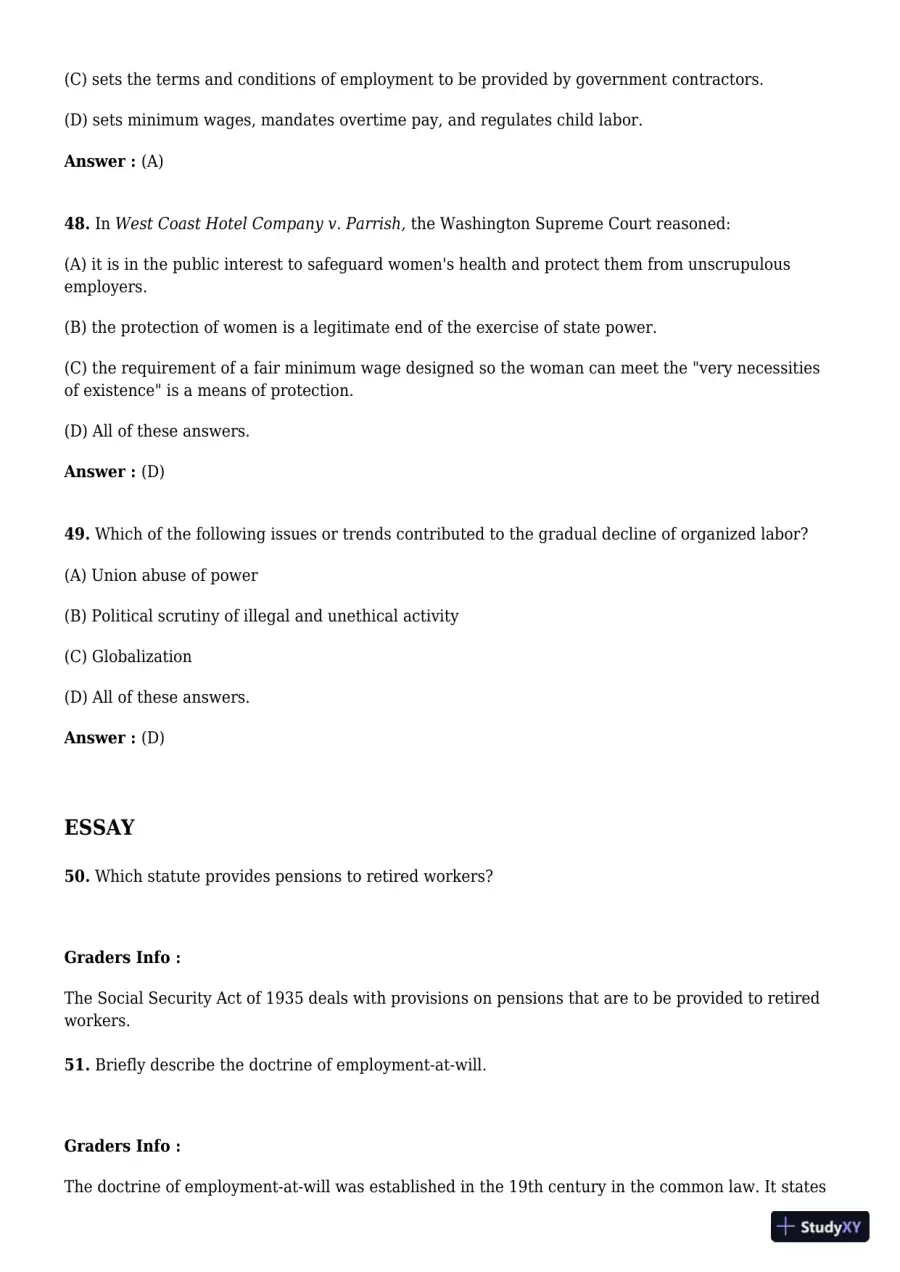 Employment And Labor Law, 9th Edition Test Bank, page 13