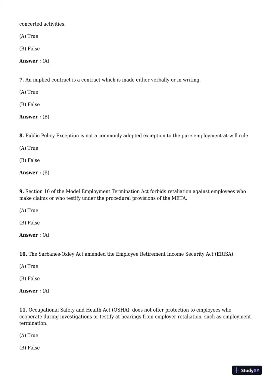 Employment And Labor Law, 9th Edition Test Bank, page 18