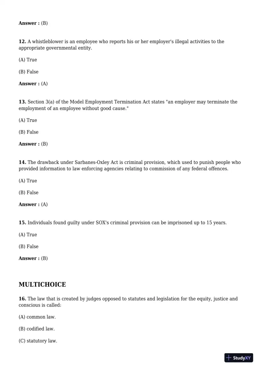 Employment And Labor Law, 9th Edition Test Bank, page 19