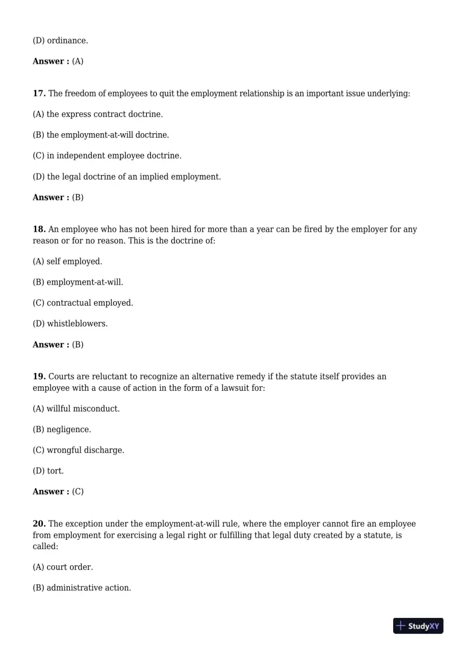 Employment And Labor Law, 9th Edition Test Bank, page 20