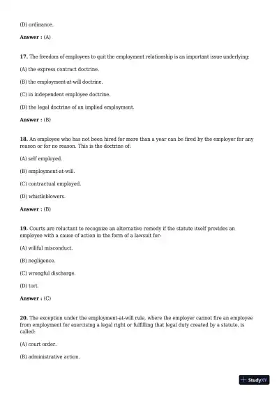 Employment And Labor Law, 9th Edition Test Bank - Page 20 preview image