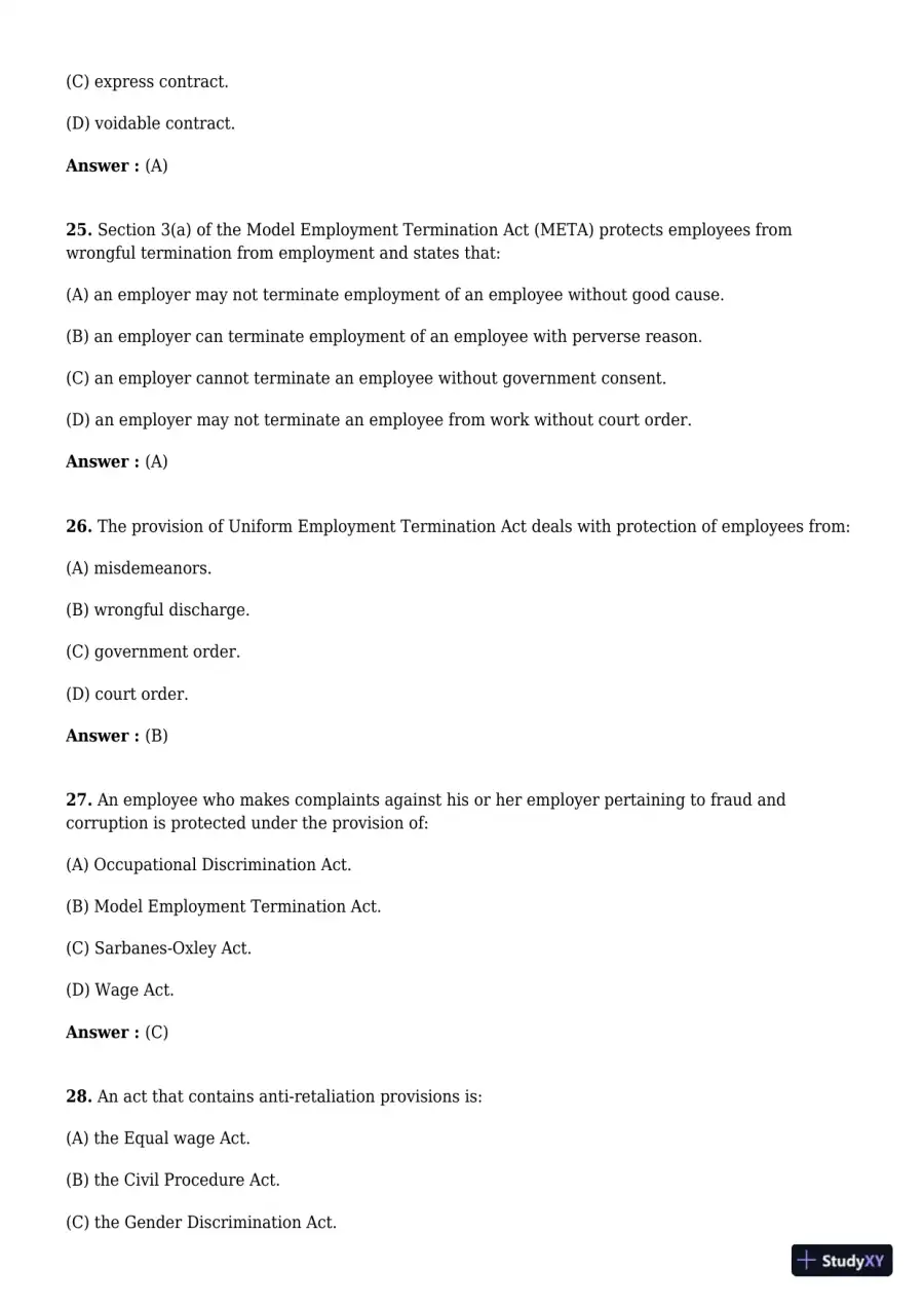 Employment And Labor Law, 9th Edition Test Bank, page 22