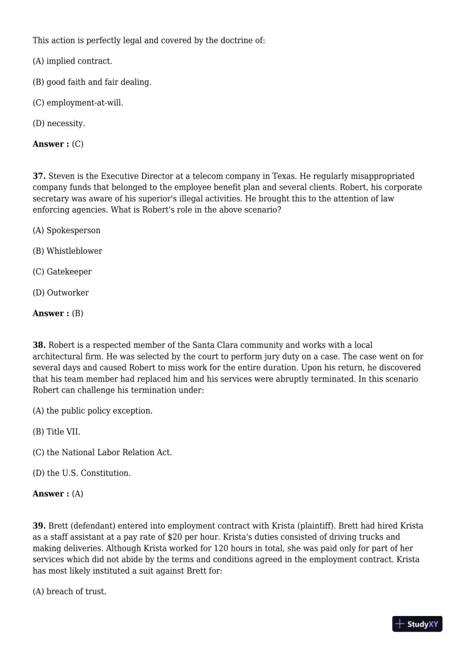 Employment And Labor Law, 9th Edition Test Bank, page 25