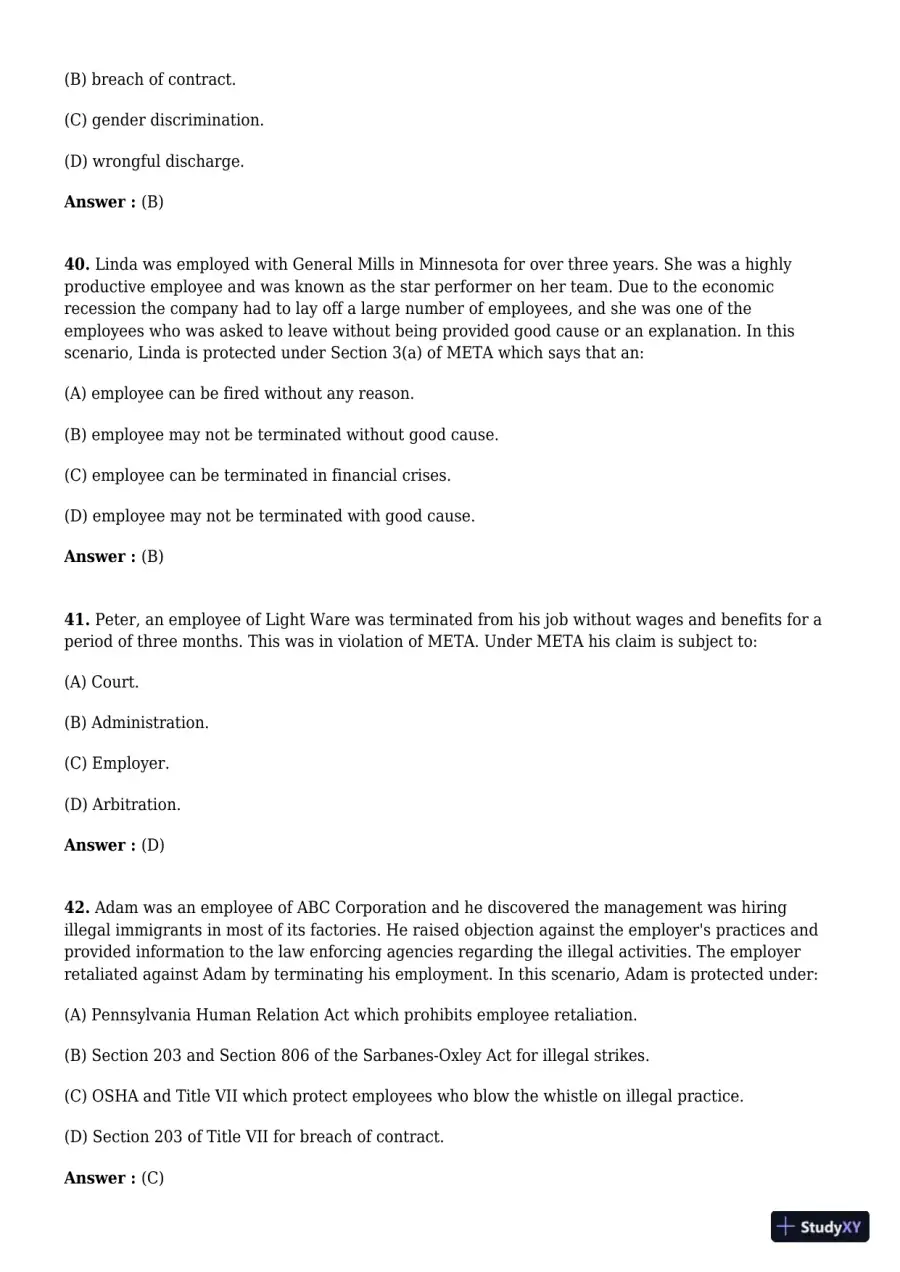 Employment And Labor Law, 9th Edition Test Bank, page 26
