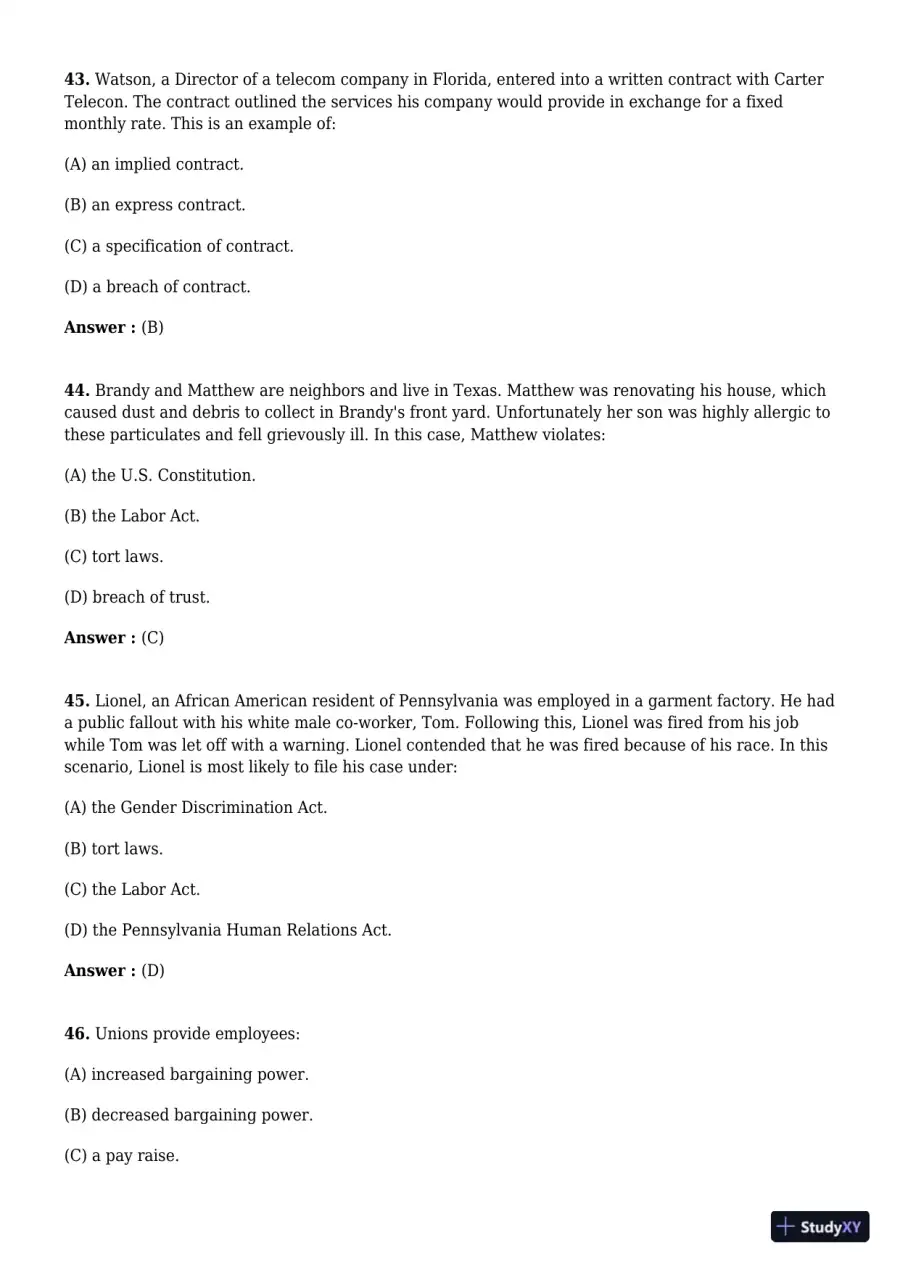Employment And Labor Law, 9th Edition Test Bank, page 27