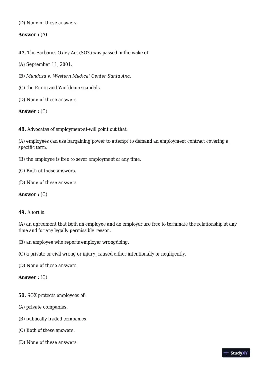 Employment And Labor Law, 9th Edition Test Bank, page 28